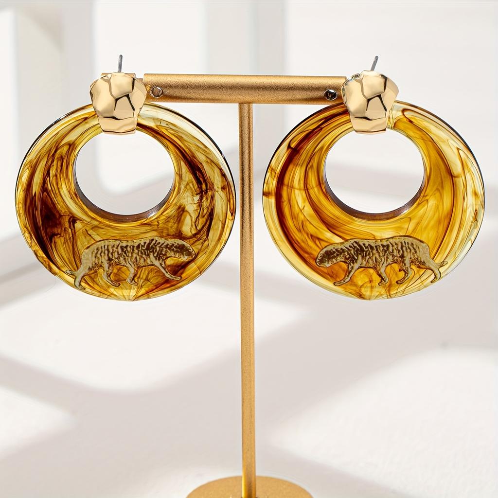 Pair of Elegant Leopard Print Dangle Earrings , Perfect for Daily Wear & Parties, All-Season Fashion Accessory