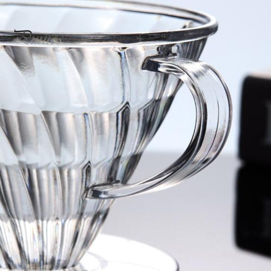 Hand Drip Coffee Maker Dripper Filter Cup with Spiral Groove Design, Pour Over Cone, Reusable Holder V.60 Heat Resistant Transparent Plastic
