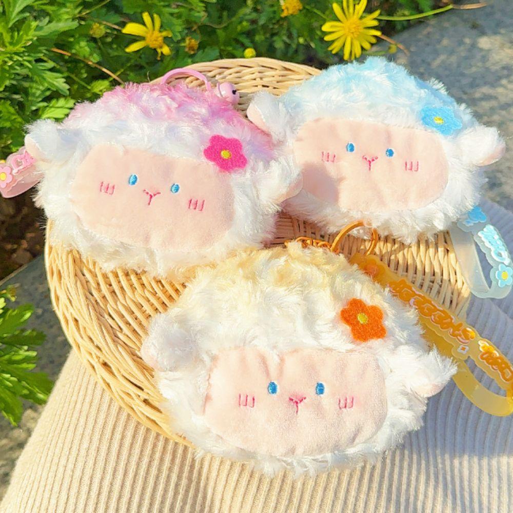 

Plush Sheep Coin Purse PP Cotton Mini Earphone Bag Key Storage Bag Plush Animal Purse Outdoor синий