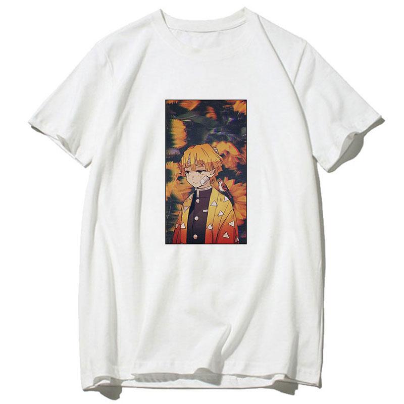 

Demon Slayer Cartoon Graphic T Shirt Japanese Kimetsu No Yaiba Anime Women Vintage Harajuku Casual Loose Streetwear Punk T-Shirt S білий