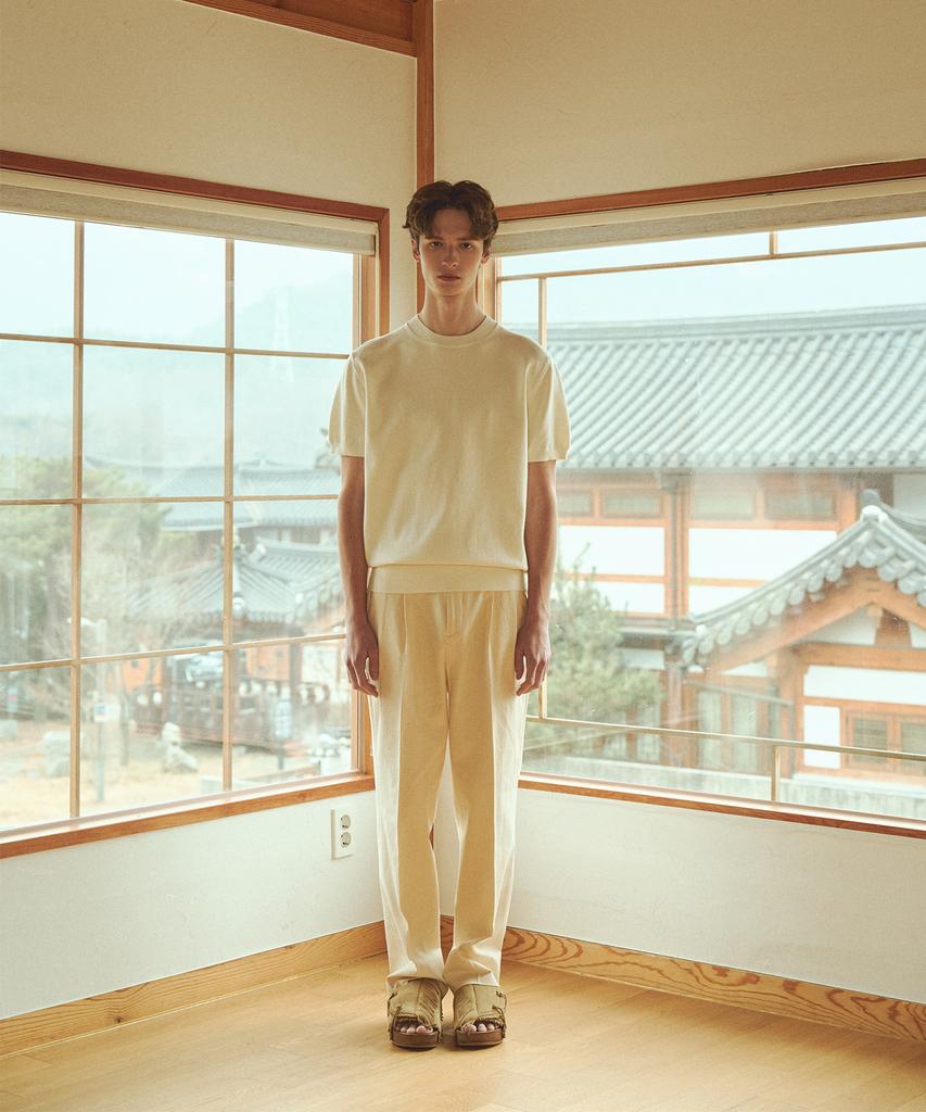 BELLIEF Essential Hard Twist Cotton Short Sleeve Knit (Ivory)