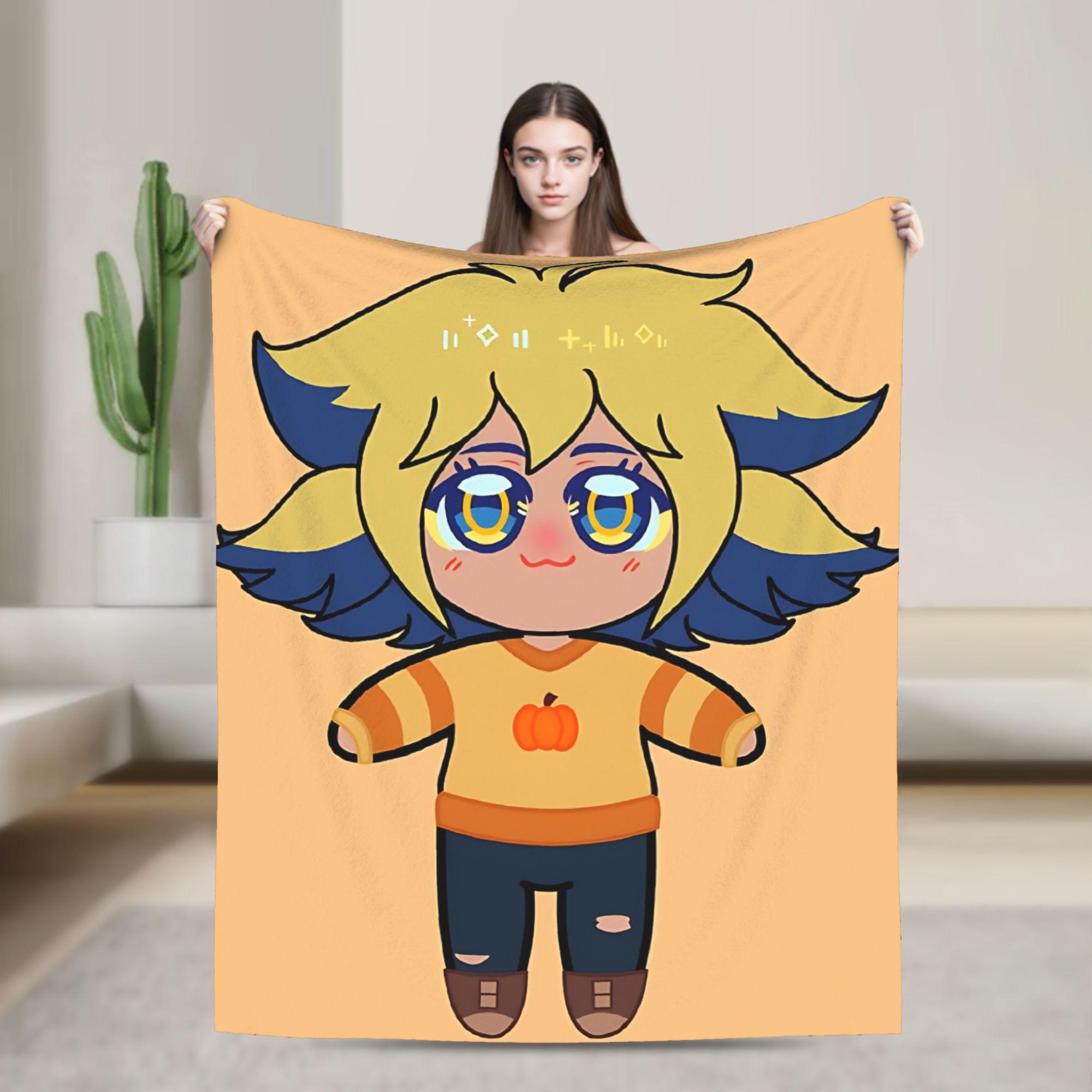 Trickcal Chibi Go N Harmonia Skateboard Blankets Warm Pattern Plush Throw Blanket For Girls Outdoor Flannel Bedspread Bed Cover 75x90cm
