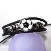 Fashionable football bracelet, fan leather bangle, trendy punk retro beaded leather bracelet jewelry