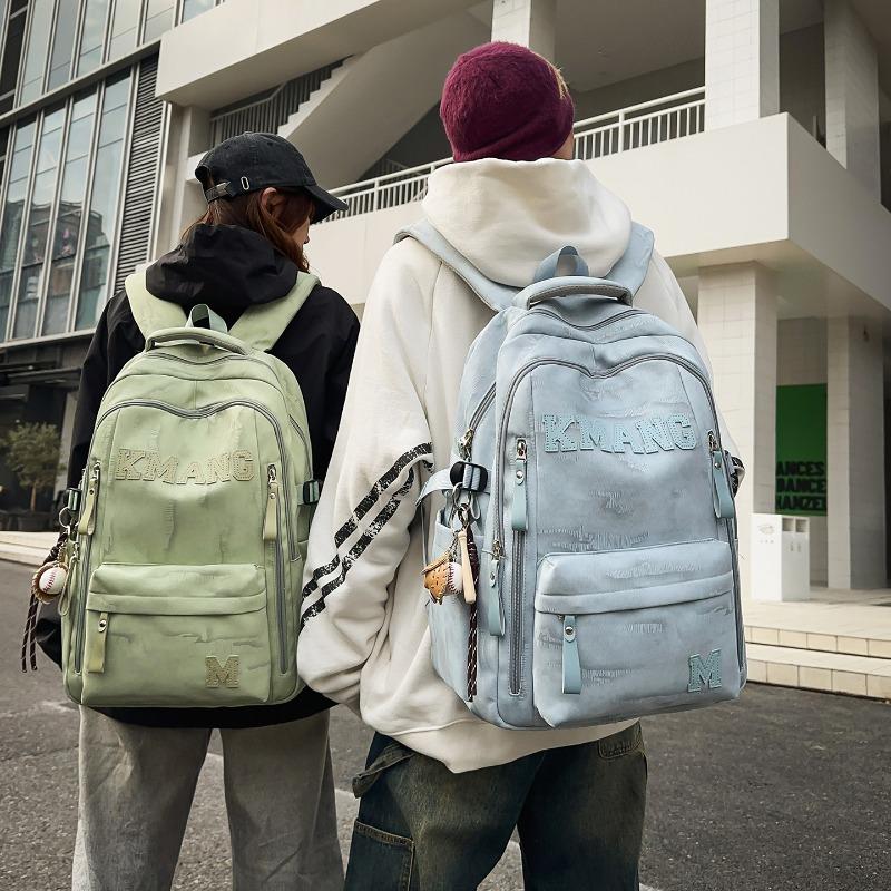 Minimalist Backpack for Women Men Letter Accent Multiple Pockets Adjustable Strap Large Capacity Casual Daily Bag for Commute Travel School No Pendant