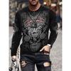 Modisches Herren Rundhals Langarm 3D Lässiges Farbprint Lässiges Langarm Rundhals T-Shirt