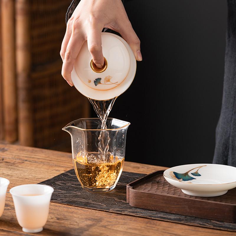 Chinese Handmade Ceramic Gaiwan Teacup Hand-painted White Porcelain Tea Tureen Travel Tea Bowl Household Teaware Accessories