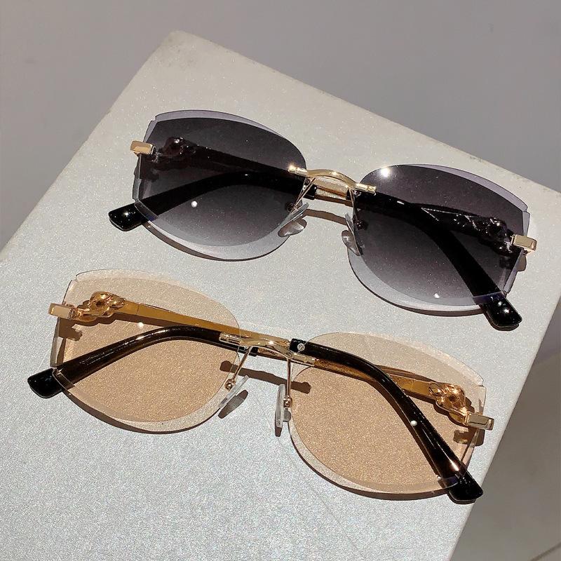 Fashion Vintage Irregular Rimless Sunglasses Women For Men  Luxury Brand Designer Sun Glasses Punk Popular Pink Metal Shades