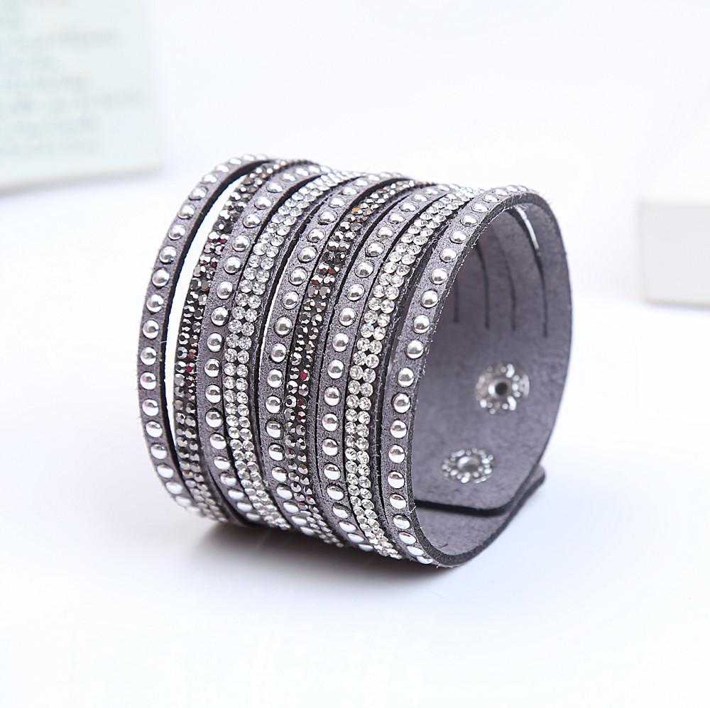 9 Rows of Short High-end Jewelry EBAY Leather Flannel Hot Diamond Bracelet