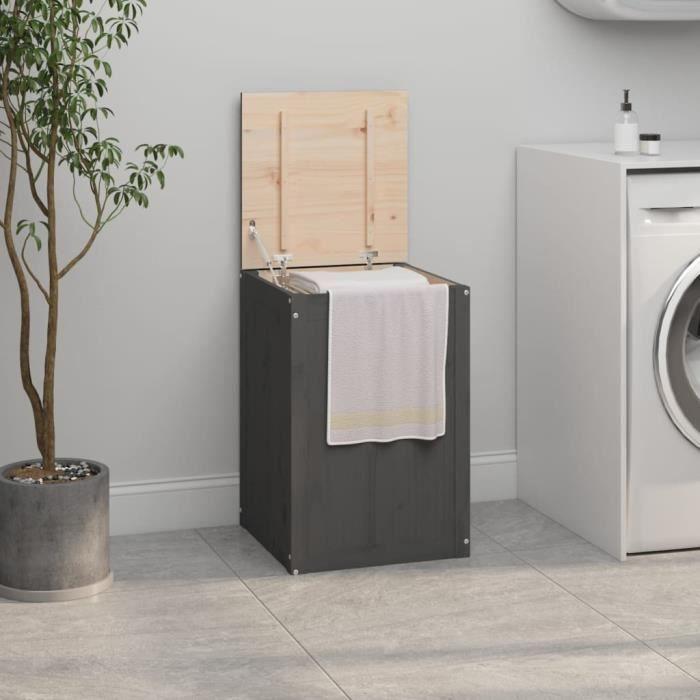 VidaXL Laundry Box Grey 44x44x66 Cm Solid Pine Wood 823566