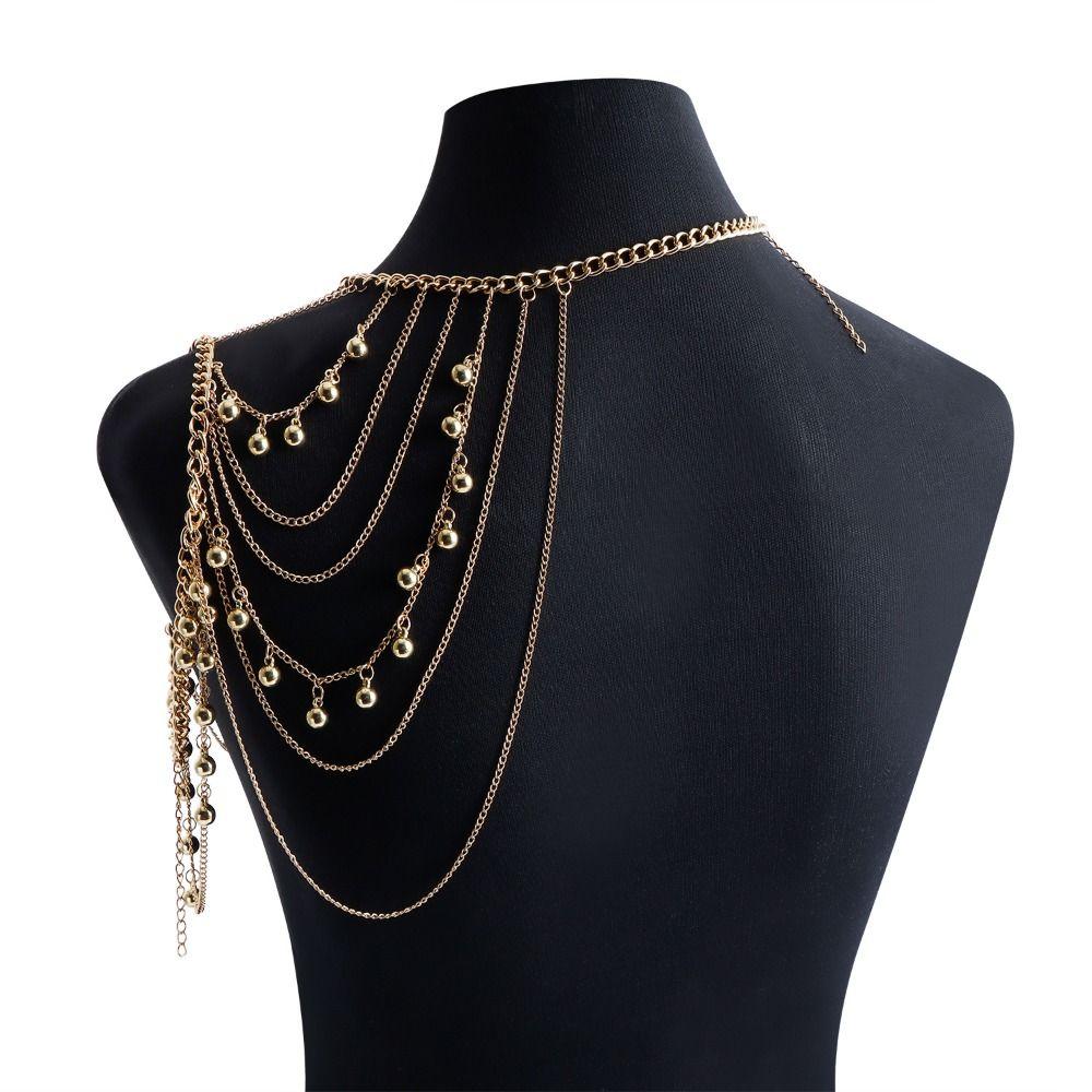 Shiny Tassel Shoulder Chain Layered Design Body Jewelry Fashion Body Chain Anniversary Gift