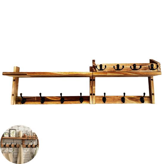 Wandmontierte Garderobe mit Ablage 4-in-1 Eingangsbereich-Organizer mit Haken Posthalter Rustikaler Schlüsselhalter Schweberegal für Wand Wohnzimmer Schlafzimmer Büro