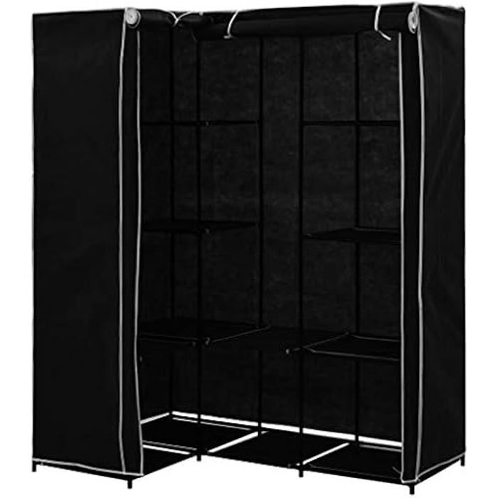 Clothes Wardrobe - VIDAXL - Foldable Fabric - Black - Self-assembly - For Bedroom