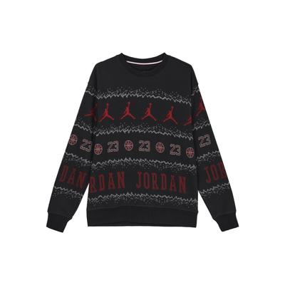 Essentials Sudadera Casual de Manga Larga con Estampado de Logotipo Navideño y Forro Polar para Hombre Tops Negro FD7464-010