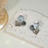 High version super flash sea salt blue ice crystal sugar cube earrings light luxury niche color temperament earrings unique and beautiful earrings