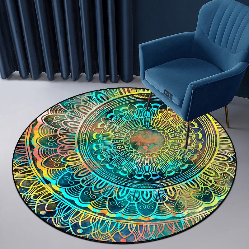 Etnické koberce Kulatý koberec Bohemian Mandala Koberec Dětský koberec Do dívčího pokoje Velká podlahová podložka pro kulatý konferenční stolek Obývací pokoj