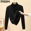 Turtleneck Sweater Fleece Thick Knitted Top Women's Korean Style Loose Pullover Sweaters Winter Warm Cashmere Bottoming Shirt