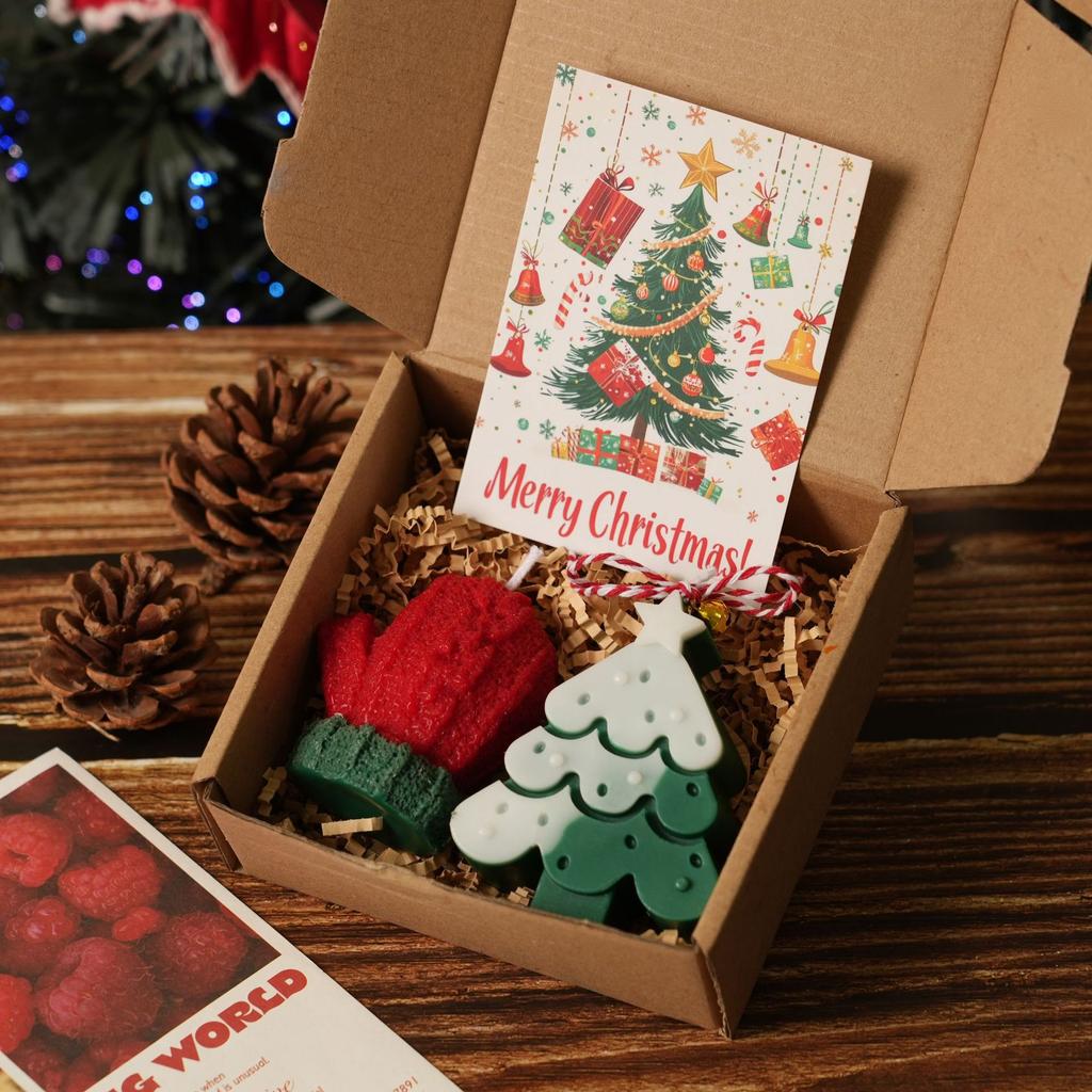 Christmas Tree Gingerbread Man Scented Candle Gift Set Handcrafted Shaped Christmas Gift Creative Souvenir Present