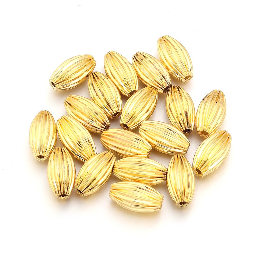 

30Pcs Copper Rice Shape Spacer Beads Striped Cut Metal Beads Loose Beads For DIY Jewelry Making Bracelet Necklace Accessories 4x7mm золотой