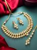 Gold-Plated White Stone-Studded & Beaded Handcrafted Jewellery Set