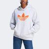 Adidas Originals Pearl Trefoil Boyfriend Hoodie Logo Print Loose Long Sleeve Hooded Sweatshirt Women Hoodies Gray II5602