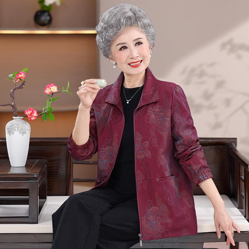 

Stylish Autumn Windbreaker for Middle-Aged and Elderly Women: Hooded Grandma-Style Jacket 2XL (53-60kg) червоний