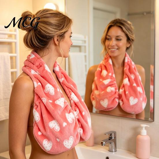 Wearable Bath Towel Hands-Free Adjustable Shower Bra for Women, Wrap Around Towel, Quick-dry Soft Drying Off After A Bath, Self-Care Skin-friendly