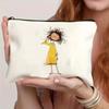 Durable Vintage Style Makeup Bag Cute Girl Pattern Foldable Storage Bag Lightweight Zipper Toiletry Bag Travel
