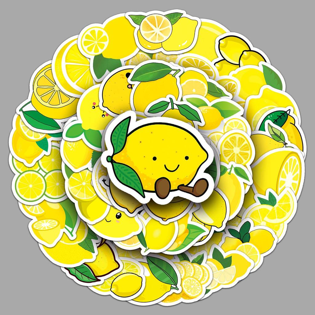 50 Lemon Graffiti Fruit Stickers for DIY Phone Cases & Luggage - Waterproof Cartoon Design for Kids