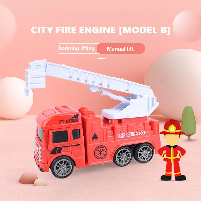 Fire Truck Toy Set Children's Inertial Ladder Lift Sprinkler Toy Diecast Engineering Car Models Fire Fighting Truck Toys for Kid