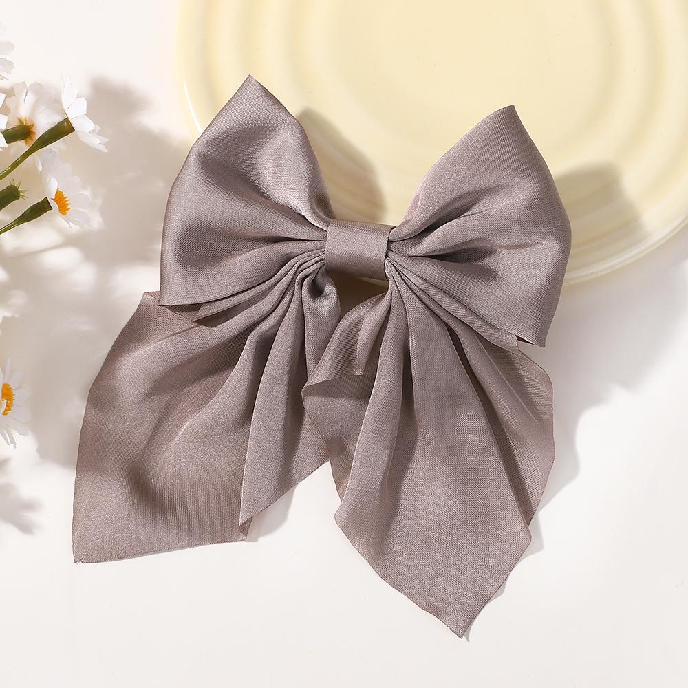 LOVEKIKI 4.9inch Elegant Hair Bows Hair Clip for Womens Fashion Ponytail Hairgripes Girls Solid Color Satin Butterfly Barrettes
