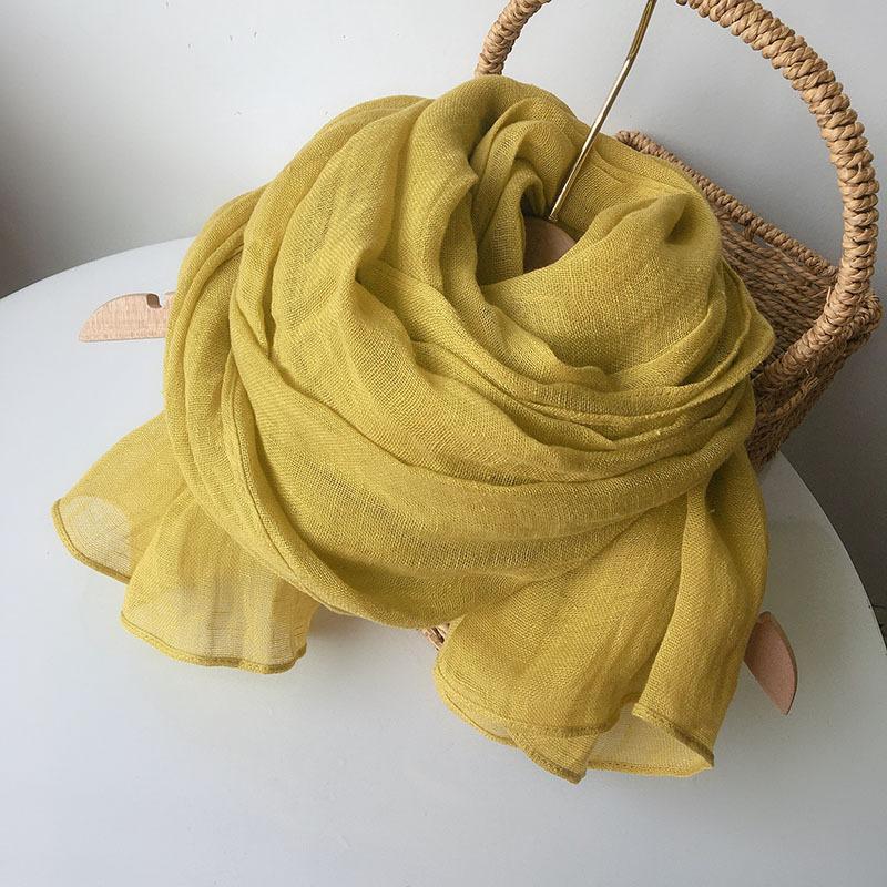 66x240CM Lengthened 100% Linen Scarf Solid Color Ladies Shawl Thin Spring And Autumn Cotton Linen Scarves