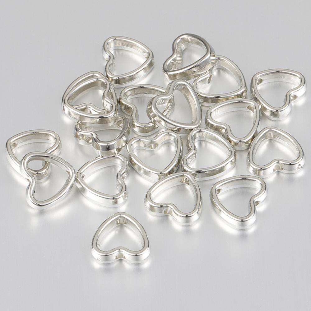 50pcs Two Hole CCB Square Love Heart Frame Spacer Beads DIY Necklace Bracelet Earrings Connectors Pendants Jewelry Accessories