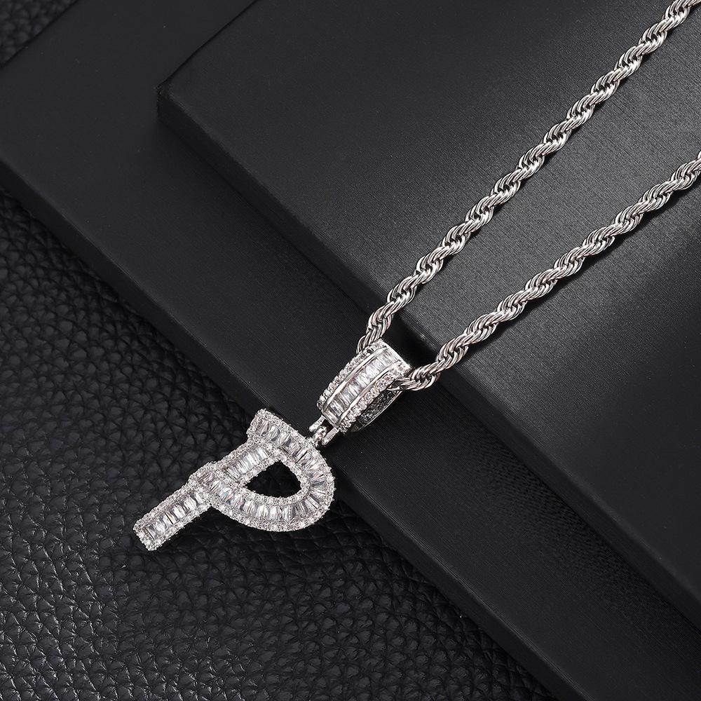 Hip Hop Letter Pendant Zircon Necklace Popular Instagram Personalized Accessory Niche Design Men's and Women's Pendant Necklace