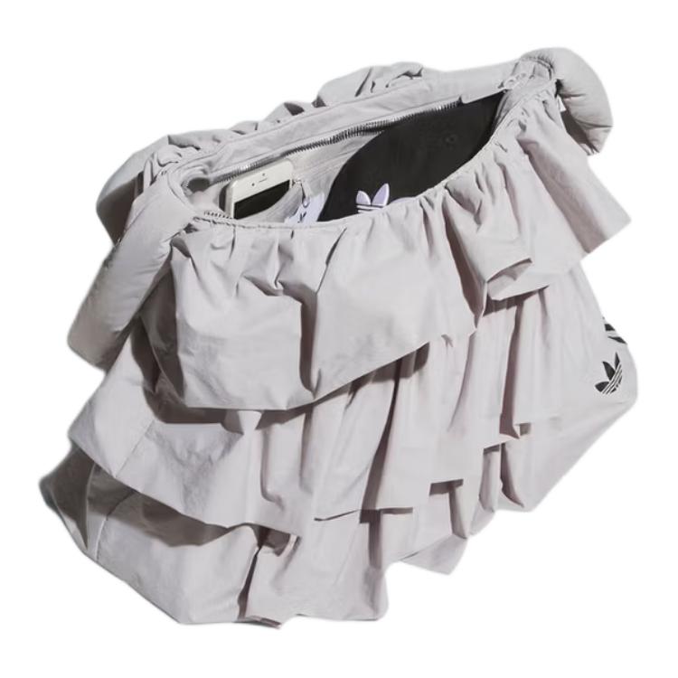 Adidas Originals Double Layer Ruffle Design Fabric Shoulder Bag Women bags Light-Gray IA8913