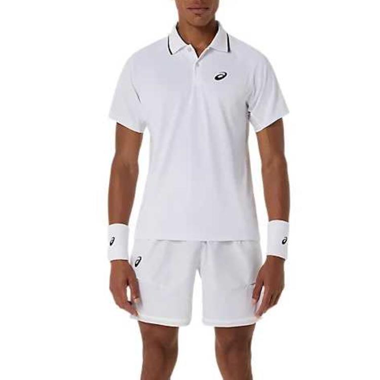 ASICS Polo Shirts Men s Bright White Polo Collar Moderate 2041A390-100 L