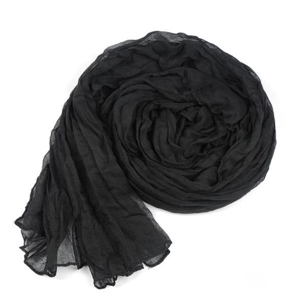 Women's Soft Long Scarf Scarves New Solid Color Cotton and Linen Versatile Pleated Scarf Ultra Long Silk Scarf Cape