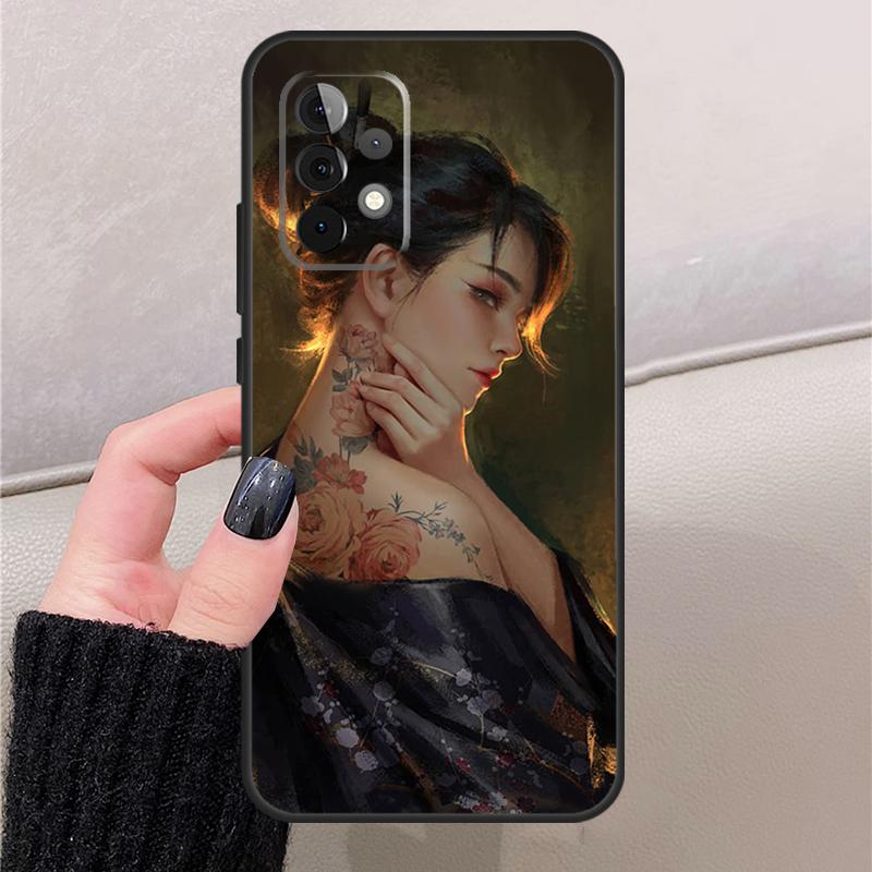 Japanese Art Kimono Tattoo For Samsung Galaxy A17 A37 A57 A53 A33 A13 A32 A52 A16 A36 A56 A55 A35 A15 A54 A34 A14 Case