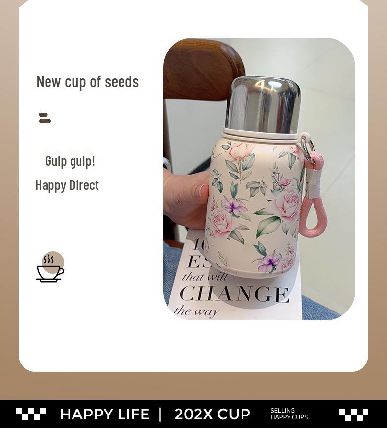 Elegant Chinese Retro Floral Insulated Stainless Steel Water Flask for Women