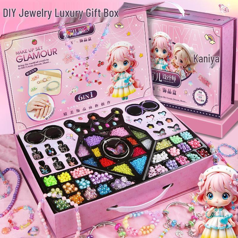 

Kids DIY Beaded Bracelet & Necklace Jewelry Kit - Perfect Birthday Gift