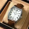 Pablo Raez Barrel Watch: Waterproof Leather Strap, Calendar, Casual Men's Style.