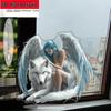 2D Flat Classic Style Acrylic Angel & Wolf Desktop Decoration, Suitable for Wall Decoration, Porch, Room, Villa, Accents Home, Hallway, or Workplace -