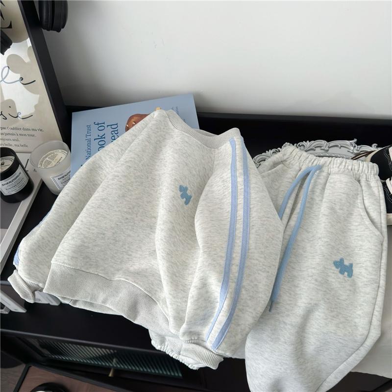 

Весенние детские свитшоты Комплекты Детские костюмы с длинным рукавом для мальчика девочки Повседневный пуловер+Брюки 2 шт. Осенний подростковый спортивный костюм 100