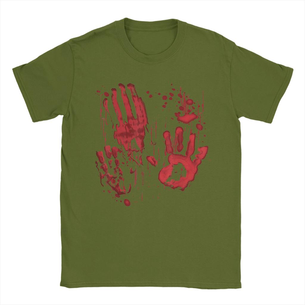 Bloody Hands Blood Splatter Zombie Men T Shirt Handprints Tees Short Sleeve Crew Neck T-Shirts 100% Cotton New Arrival Clothes