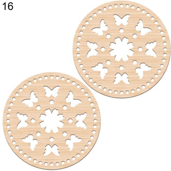 2 piezas de bases de madera de ganchillo para bolsas ligeras, creativas y sin pintar, fondos de cesta en blanco, herramientas de costura de madera