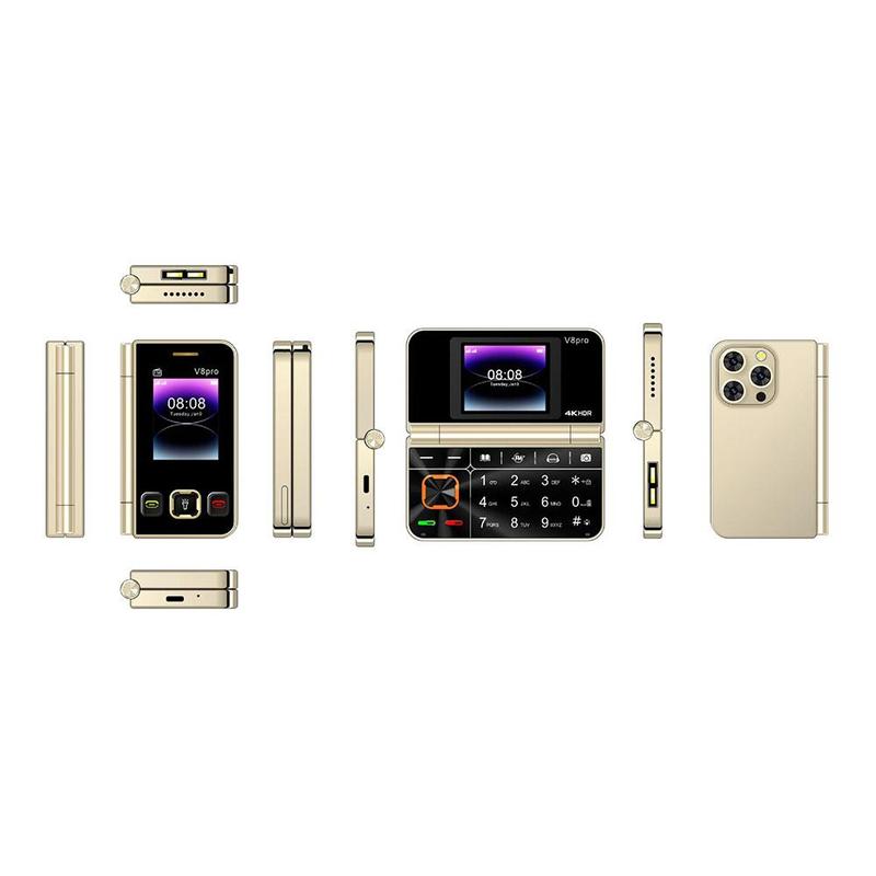 V-899 Rollover skládací mobilní telefon Neinteligentní 2G cizí jazyk mobil