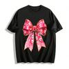 Pink Skull Bow Print Casual Top Gothic Y2K Style Tee Pure Cotton T-shirt