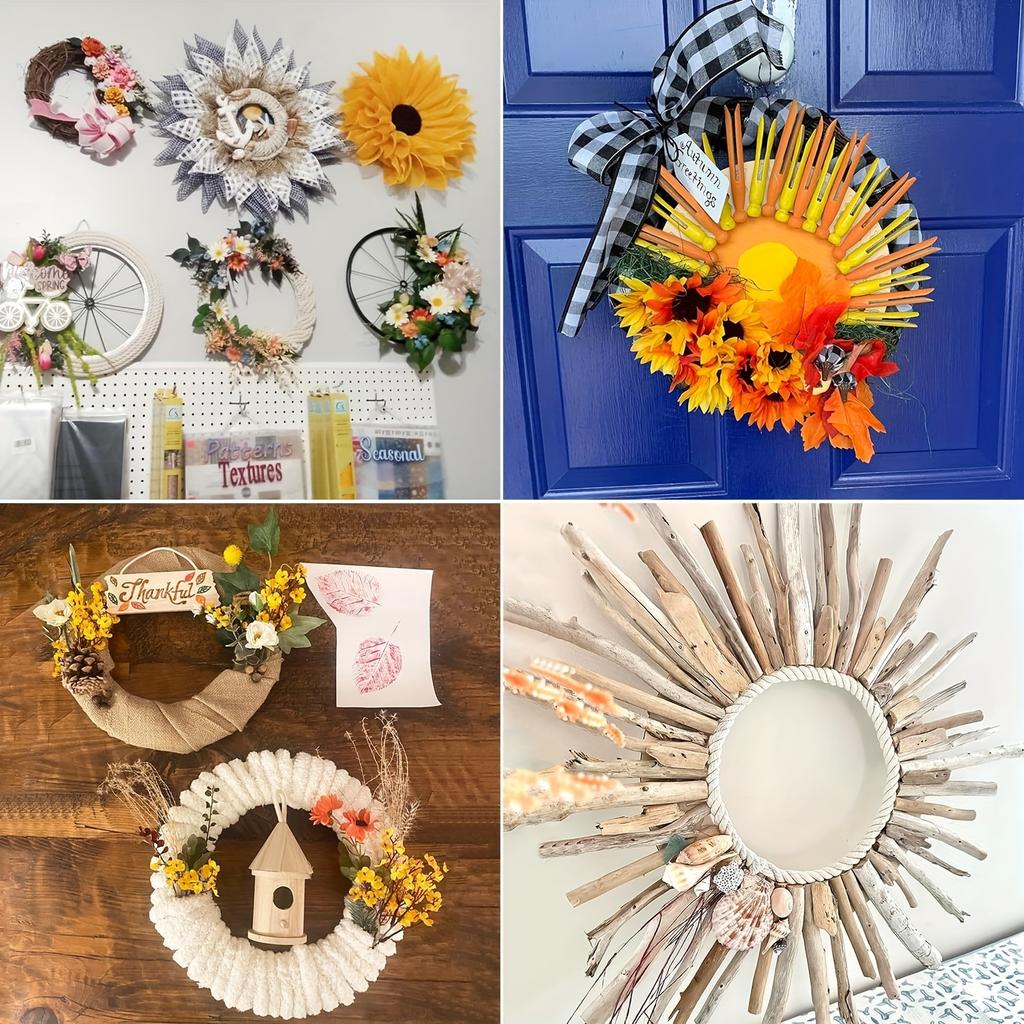 12ks dřevěný věnec prsten s předřezanými otvory, dřevěné obruče pro řemesla, univerzální dřevěné věnce pro řemesla, Velikonoce, domácí dekorace