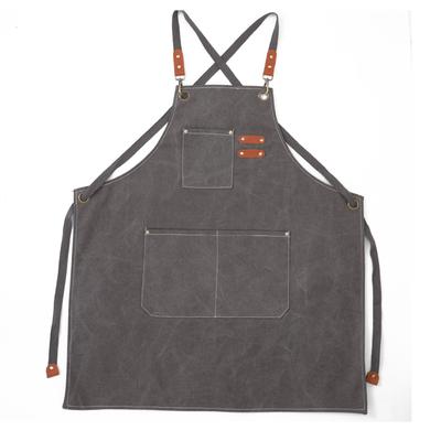 Cross-Back Canvas Apron, Suitable for Outdoor Barbecue, Outdoor Work, Art Painting And Gardening, with 3 Pockets, Adjustable Elasticity