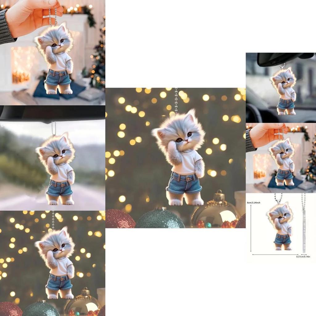 Adorable Acrylic Cat Car Hanging Decoration For Home And Backpack Accessories