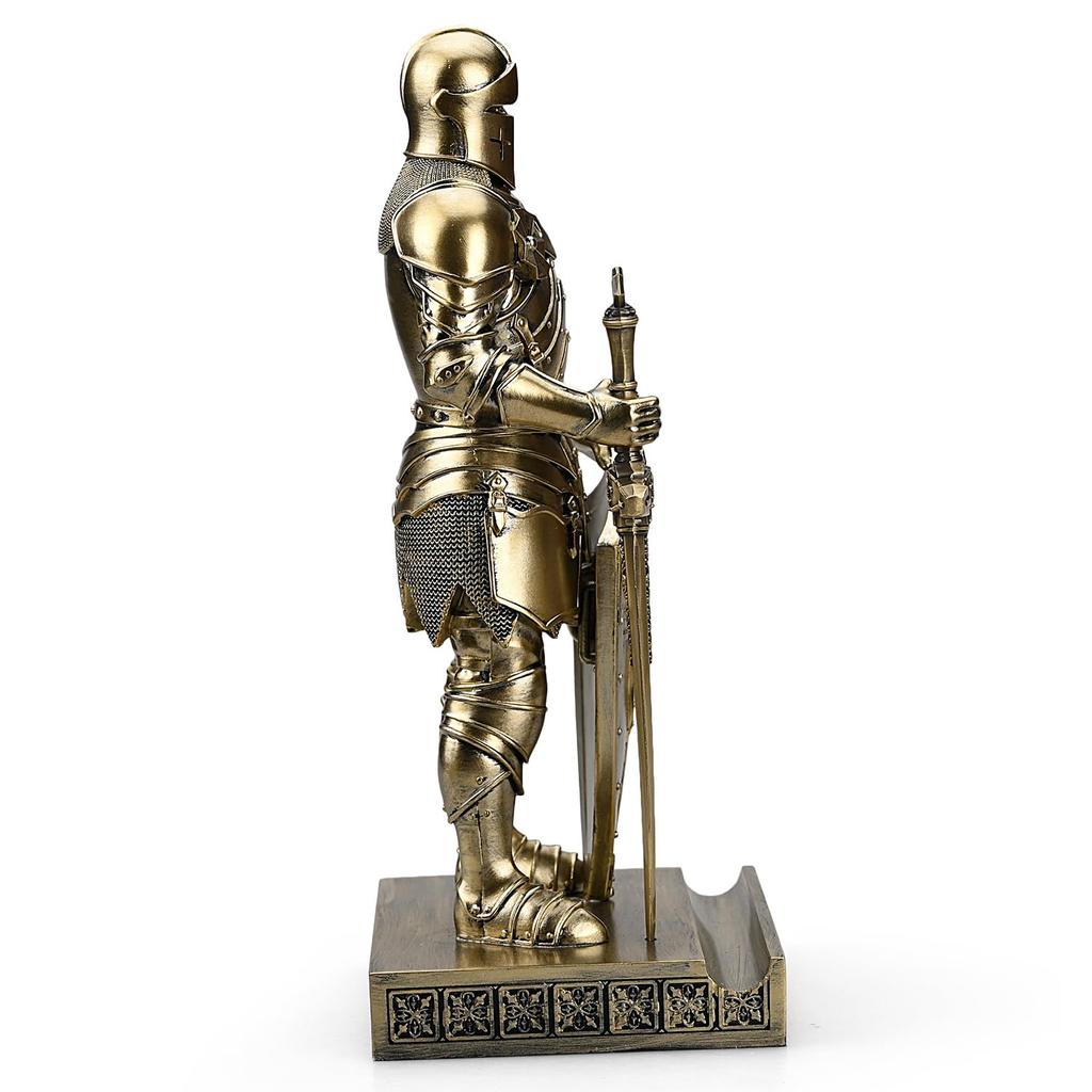 HDMbigmi Ozdoba Královská garda Soška rytíře Stolní doplněk, Stojan na pera, Stojan na tužky, Těžítko do kanceláře nebo domů (Bronz)